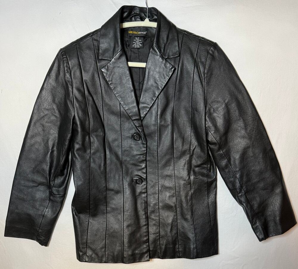Y2K Black Leather Women's Jacket Size 6